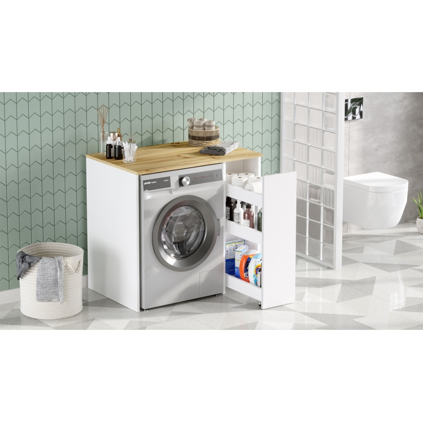 Armario para lavadora con espacio de almacenamiento 88,3x93,5 cm blanco/nogal