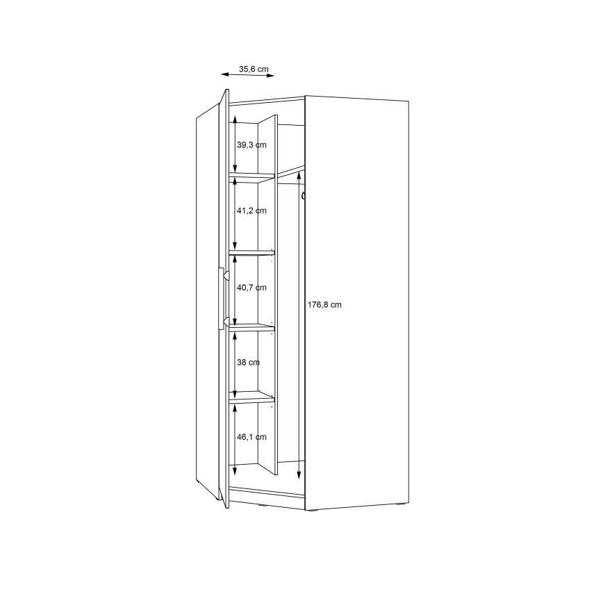Armario ropero esquinero MARO 94x213 cm roble Artisan