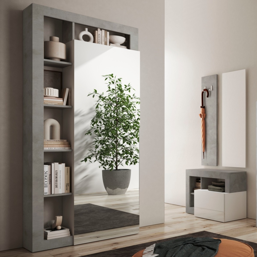 Armario ropero LENOR 91x209 cm blanco/efecto hormigón