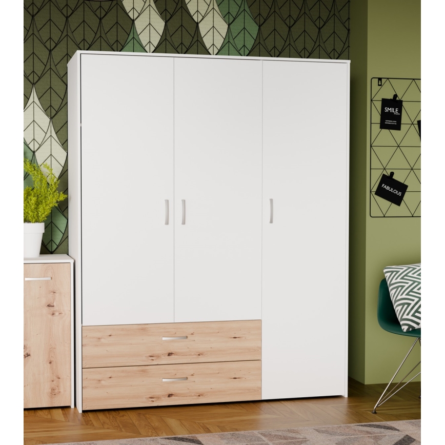 Armario ropero URO 152x190 cm roble artisan/blanco
