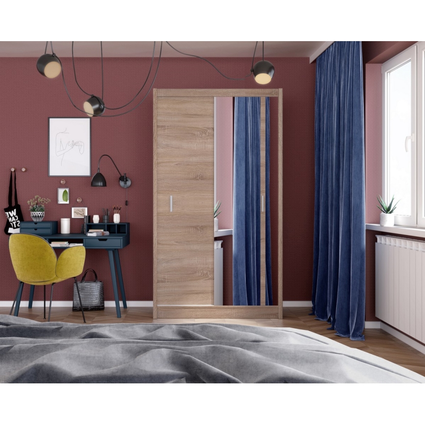 Armario con espejo SABRINA 120x215 cm roble sonoma