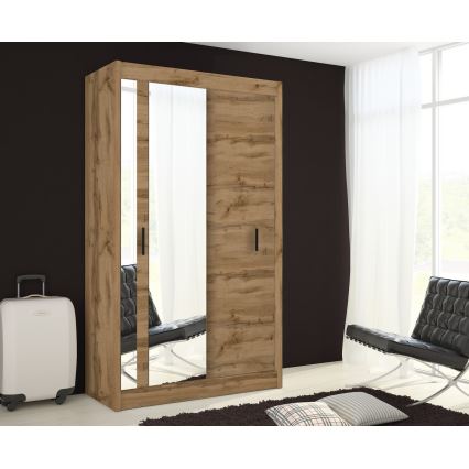 Armario con espejo SABRINA 120x215 cm roble woltan
