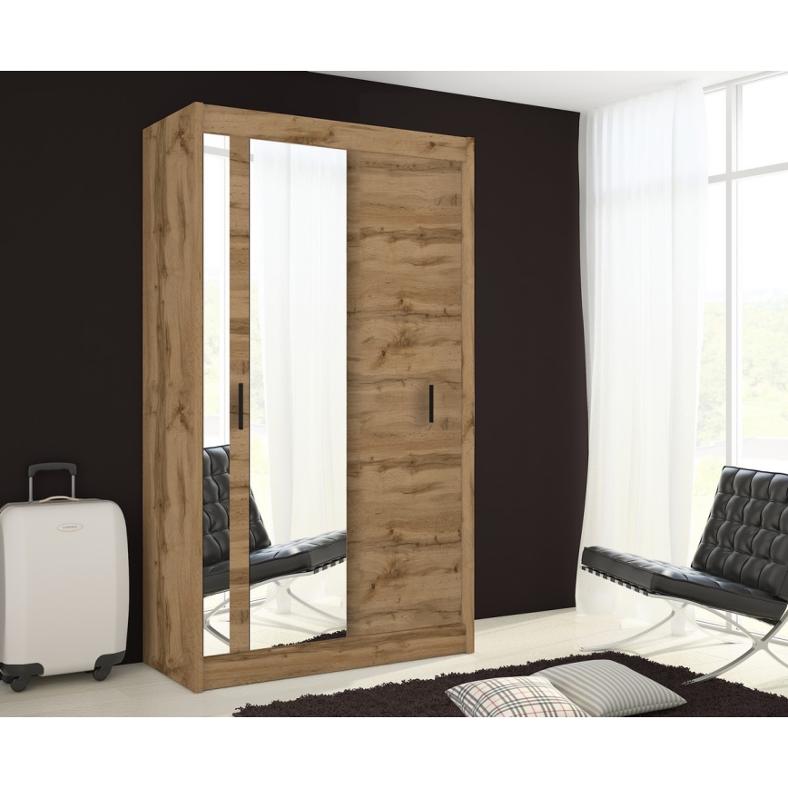 Armario con espejo SABRINA 120x215 cm roble woltan