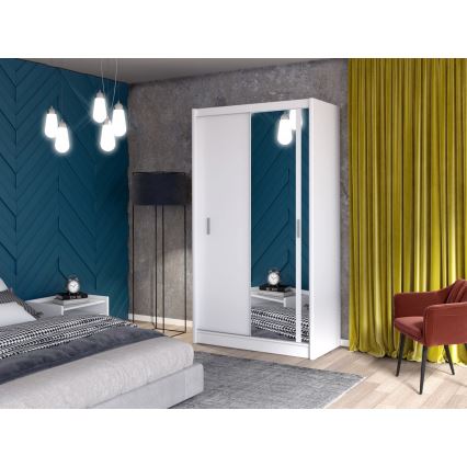 Armario con espejo SABRINA 150x215 cm blanco
