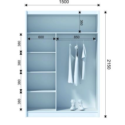 Armario con espejo SABRINA 150x215 cm roble craft