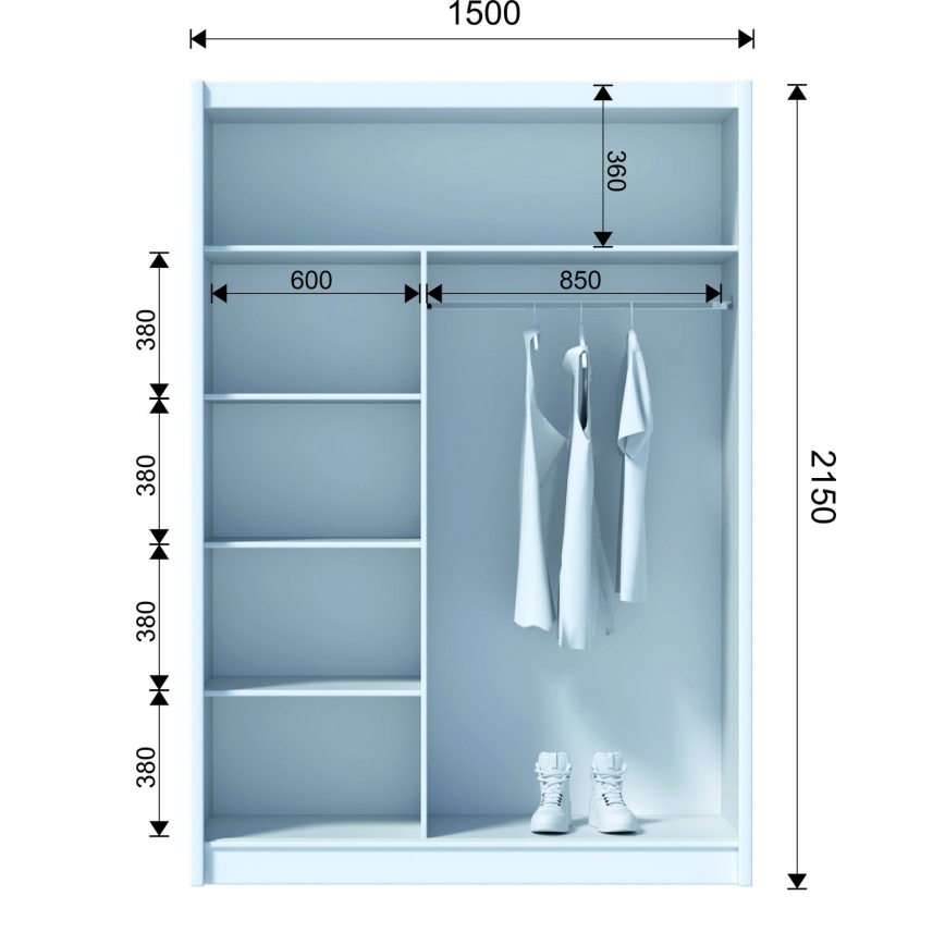 Armario con espejo SABRINA 150x215 cm roble craft