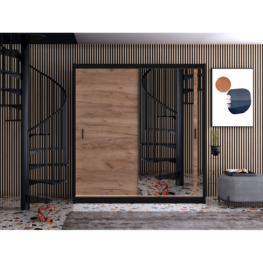 Armario con espejo SABRINA 180x215 cm roble craft