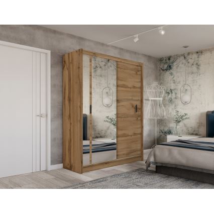 Armario con espejo SABRINA 180x215 cm roble wotan