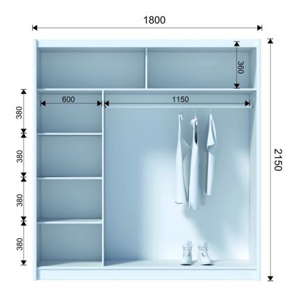 Armario con espejo SABRINA 180x215 cm roble wotan