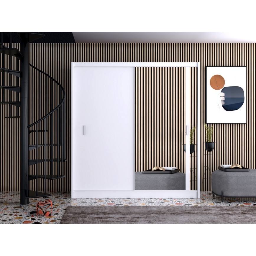 Armario con espejo SABRINA 203x215 cm blanco