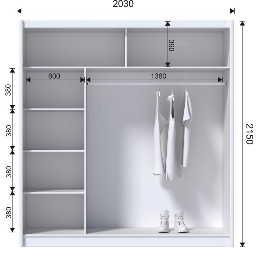 Armario con espejo SABRINA 203x215 cm roble craft