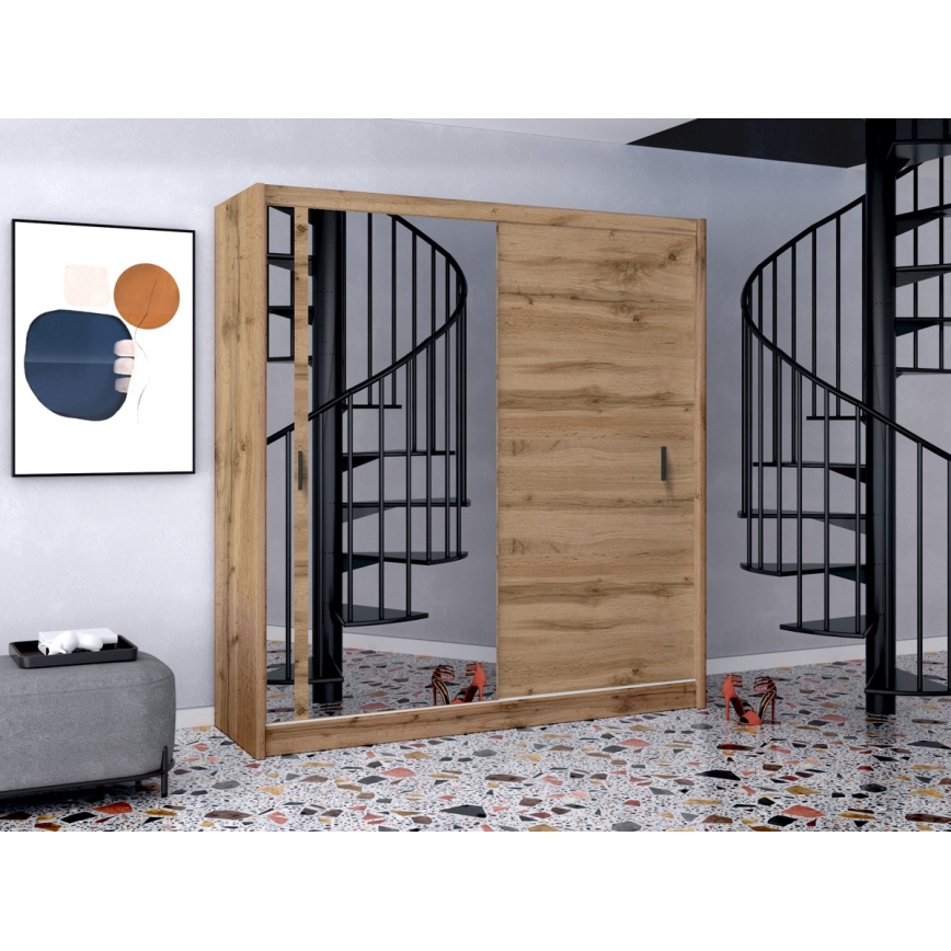Armario con espejo SABRINA 203x215 cm roble woltan
