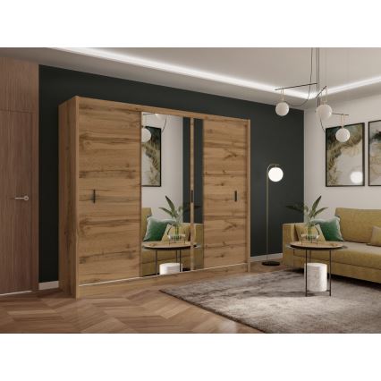 Armario con espejo SABRINA 250x215 cm roble woltan