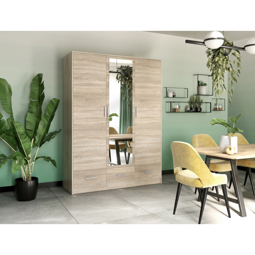 Armario con espejo SANNA 150x215 cm roble sonoma