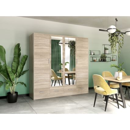 Armario con espejo SANNA 200x215 cm roble sonoma