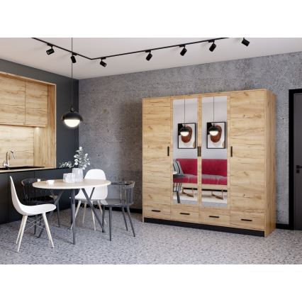 Armario con espejo SANNA 200x215 cm roble craft