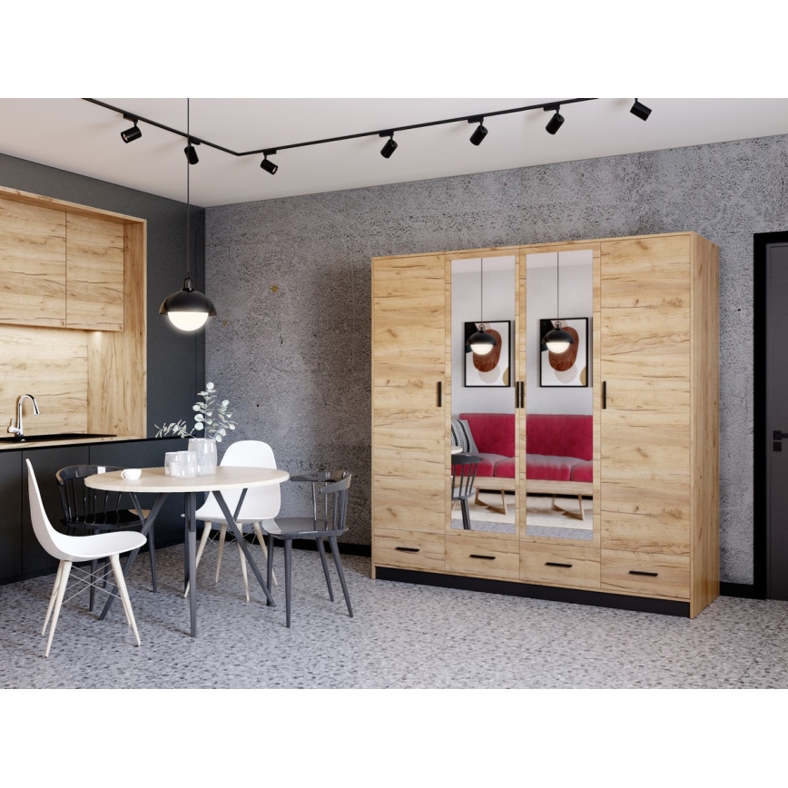 Armario con espejo SANNA 200x215 cm roble craft