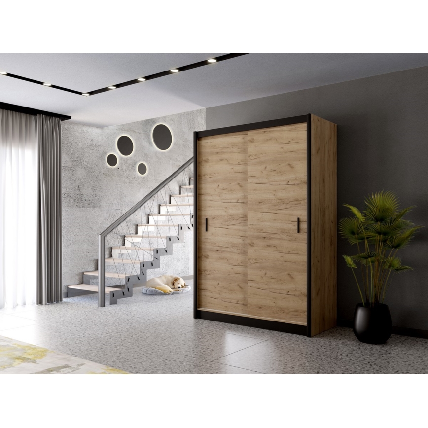 Armario con puertas correderas SAPHIRA 150x215 cm roble craft