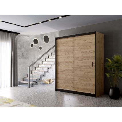 Armario con puertas correderas SAPHIRA 203x215 cm roble craft