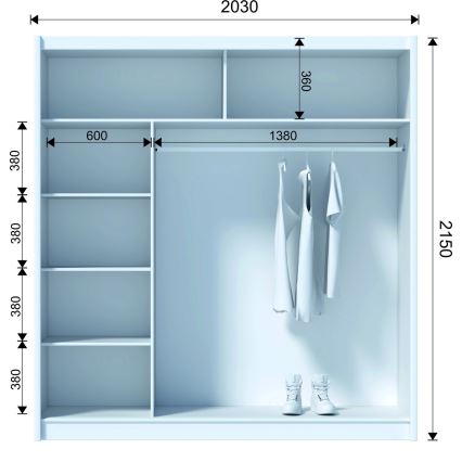 Armario con puertas correderas SAPHIRA 203x215 cm roble craft
