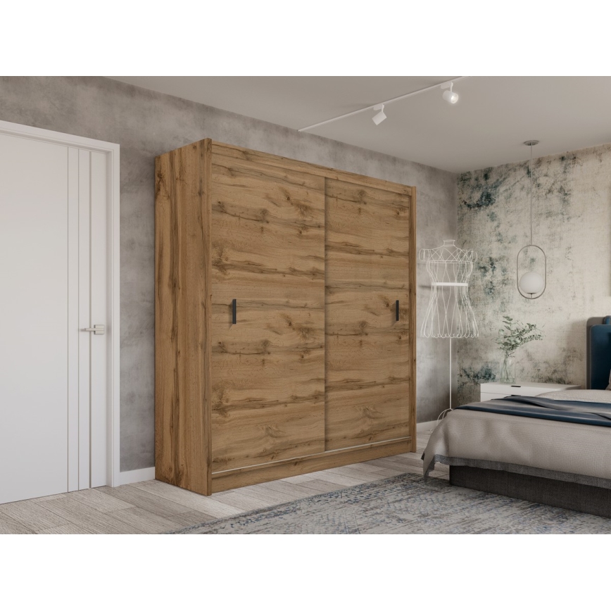 Armario con puertas correderas SAPHIRA 203x215 cm roble wotan