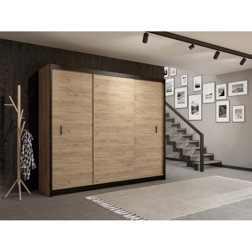 Armario con puertas correderas SAPHIRA 250x215 cm roble craft