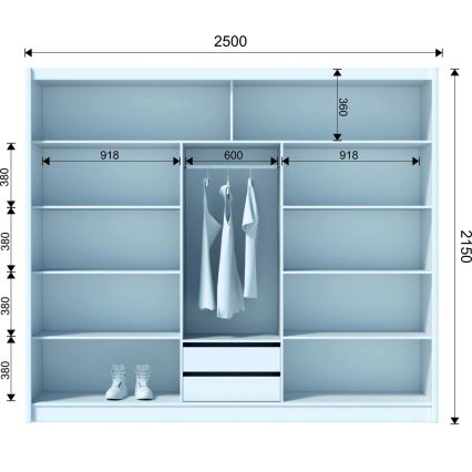 Armario con puertas correderas SAPHIRA 250x215 cm roble wotan