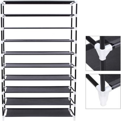Armario textil con estantes MATIS 100x162 cm negro