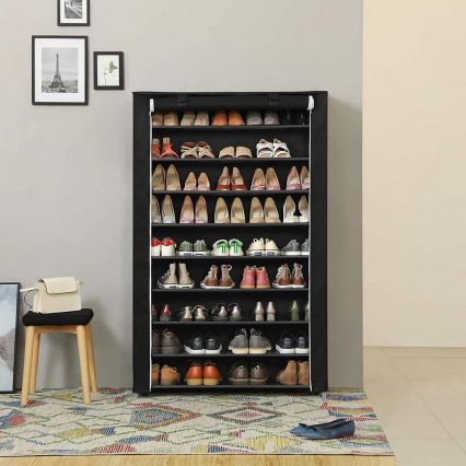 Armario textil con estantes MATIS 100x162 cm negro