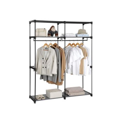 Armario textil de almacenamiento con estantes y barra para ropa MATIS 140 x 174 cm gris