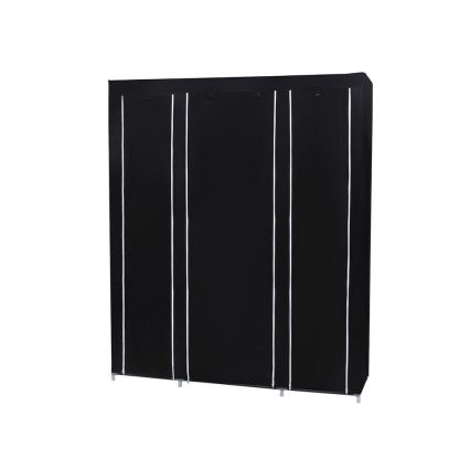 Armario textil para almacenaje con estantes y barra de colgar MATIS, 150 x 175 cm, negro