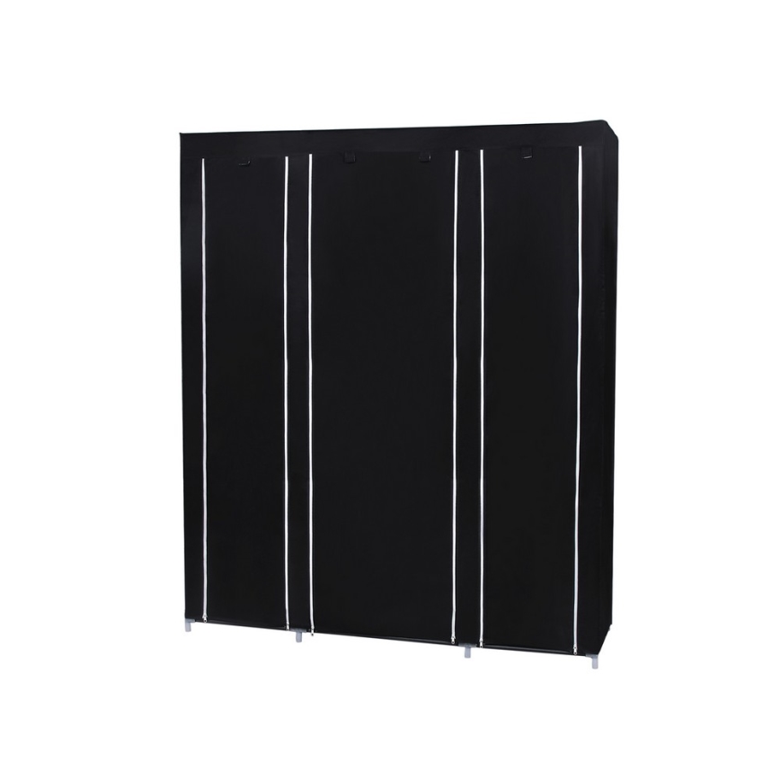 Armario textil para almacenaje con estantes y barra de colgar MATIS, 150 x 175 cm, negro