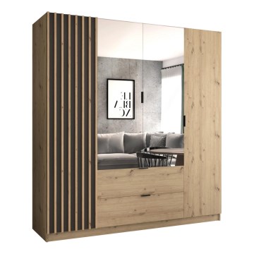 Armario vestidor con espejo VISTA 200x215 cm roble artisan/grafito