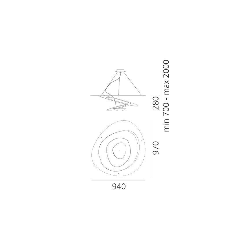 Artemide 1254120A - Lámpara de araña LED regulable PIRCE LED/44W/230V 3000K dorado