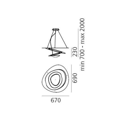 Artemide 1256120A - Lámpara de araña LED regulable PIRCE LED/44W/230V 3000K dorado