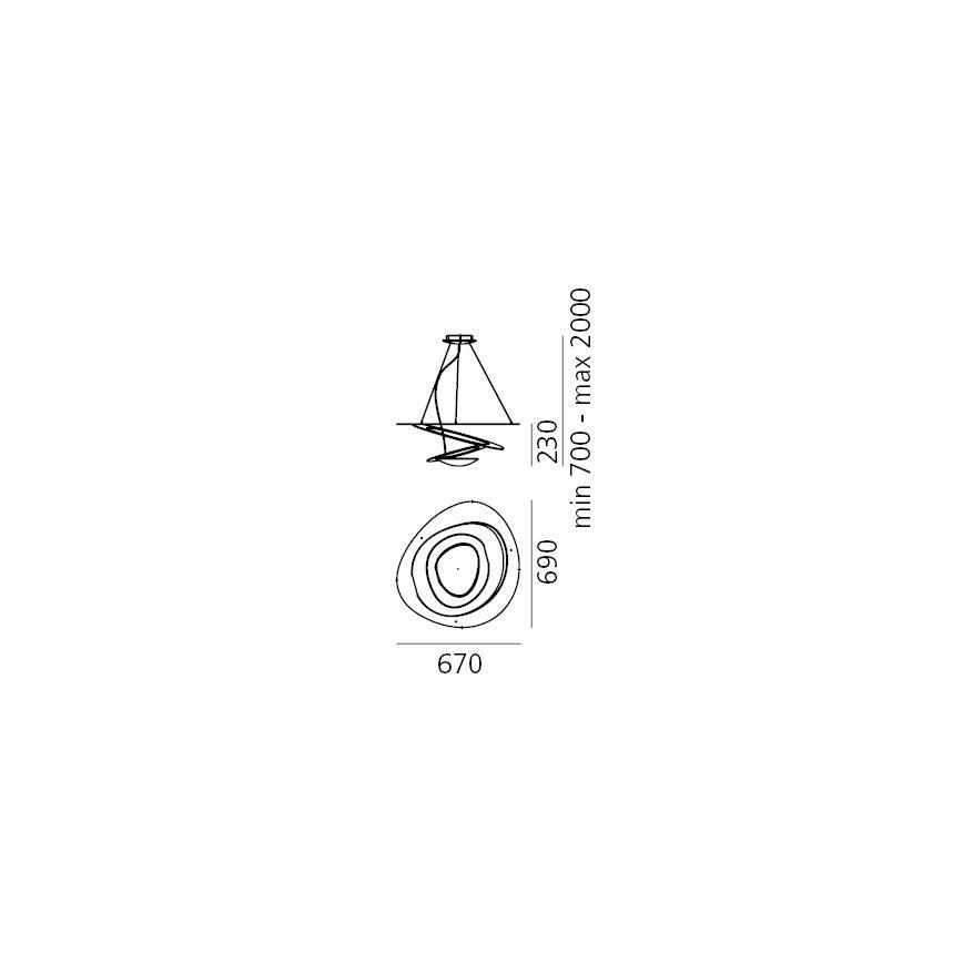 Artemide 1256120A - Lámpara de araña LED regulable PIRCE LED/44W/230V 3000K dorado