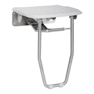 Asiento de ducha 35x43,3 cm plateado/blanco
