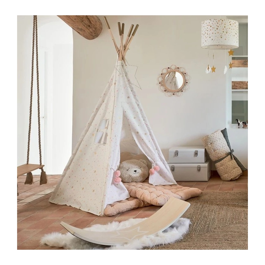 Atmosphera - Espejo de pared infantil CAMPAIN Ø 38 cm ratán