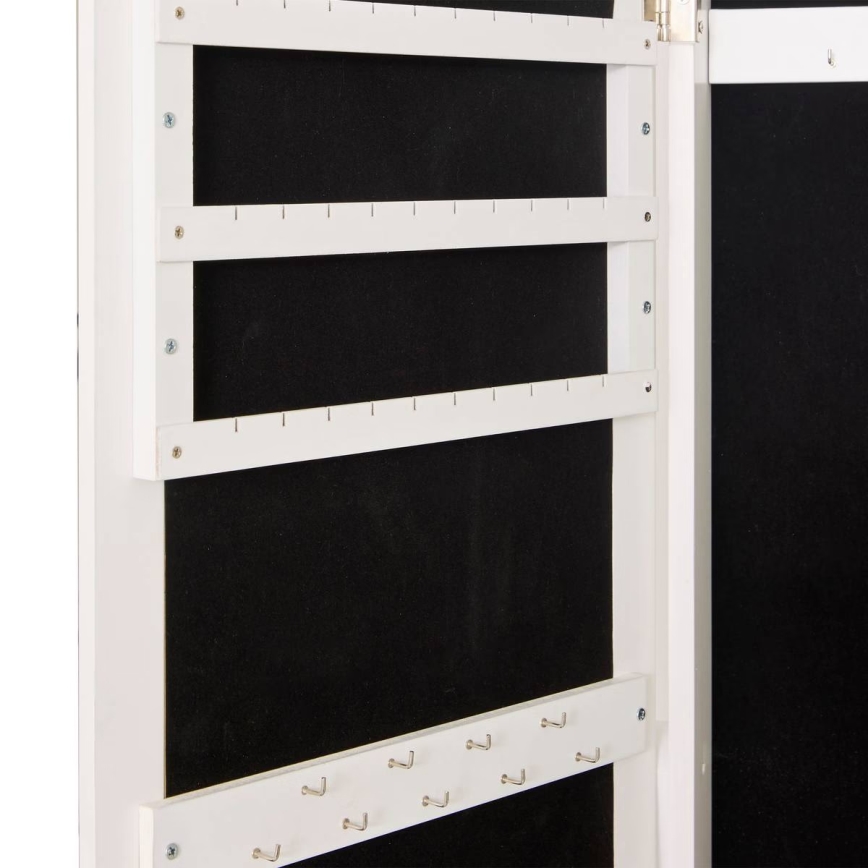 Atmosphera - Espejo de pie con joyero integrado LEXY 158x38 cm blanco