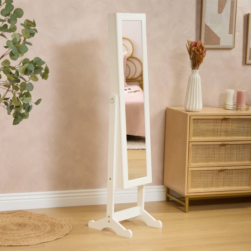 Atmosphera - Espejo de pie con joyero KRISTIN 146,8x37 cm blanco