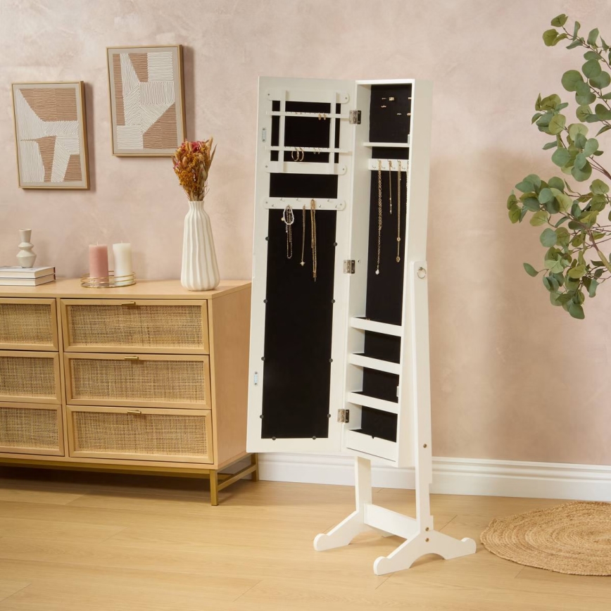 Atmosphera - Espejo de pie con joyero KRISTIN 146,8x37 cm blanco