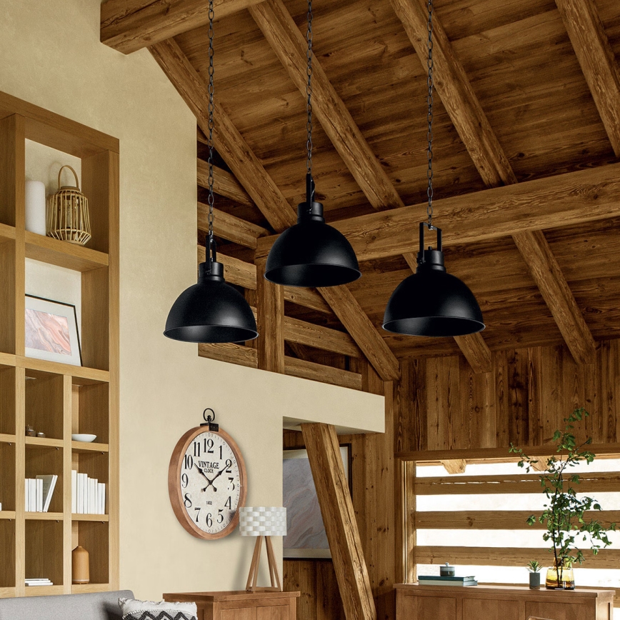 Atmosphera - Lámpara colgante con cadena BASALT 1xE27/25W/230V negro