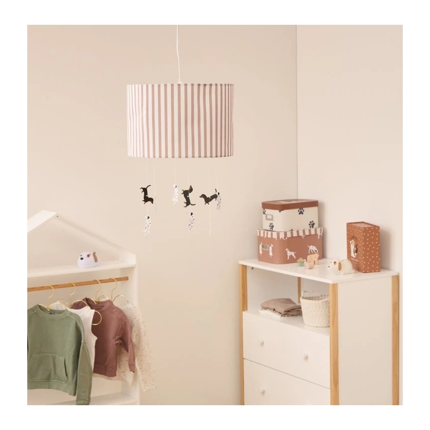 Atmosphera - Lámpara colgante infantil con cable SCOTT 1xE27/40W/230V con motivos de perritos