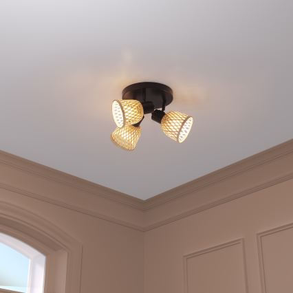 Atmosphera - Lámpara de 3 focos LIO 3xE27/25W/230V bambú