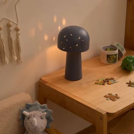 Atmosphera - Lámpara de mesa infantil STARRY MUSHROOM 1xE14/25W/230V azul