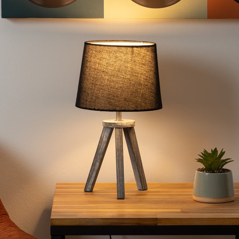 Atmosphera - Lámpara de mesa MINI 1xE14/25W/230V pino/negro