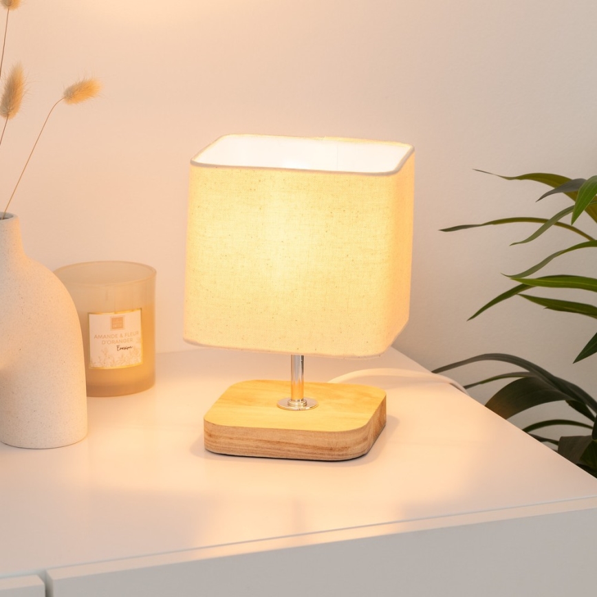 Atmosphera - Lámpara de mesa TOXEY 1xE14/25W/230V pino/beige