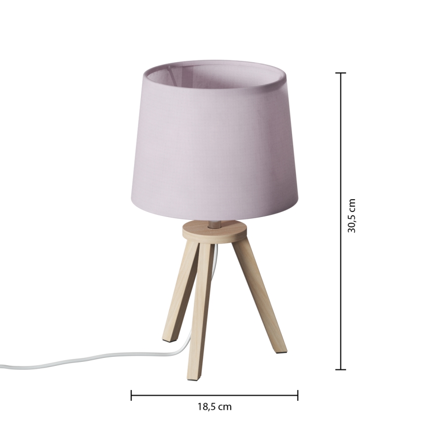 Atmosphera - Lámpara de mesa TRIPOD 1xE14/40W/230V pino/rosa
