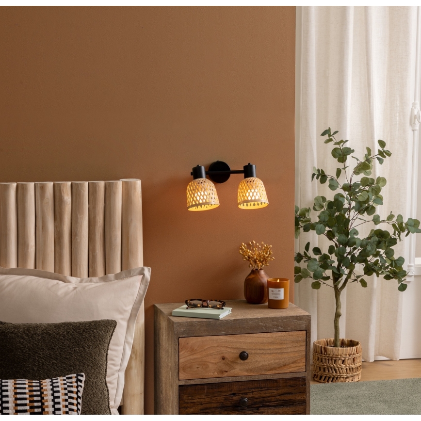 Atmosphera - Lámpara de pared LIO 2xE27/25W/230V de bambú