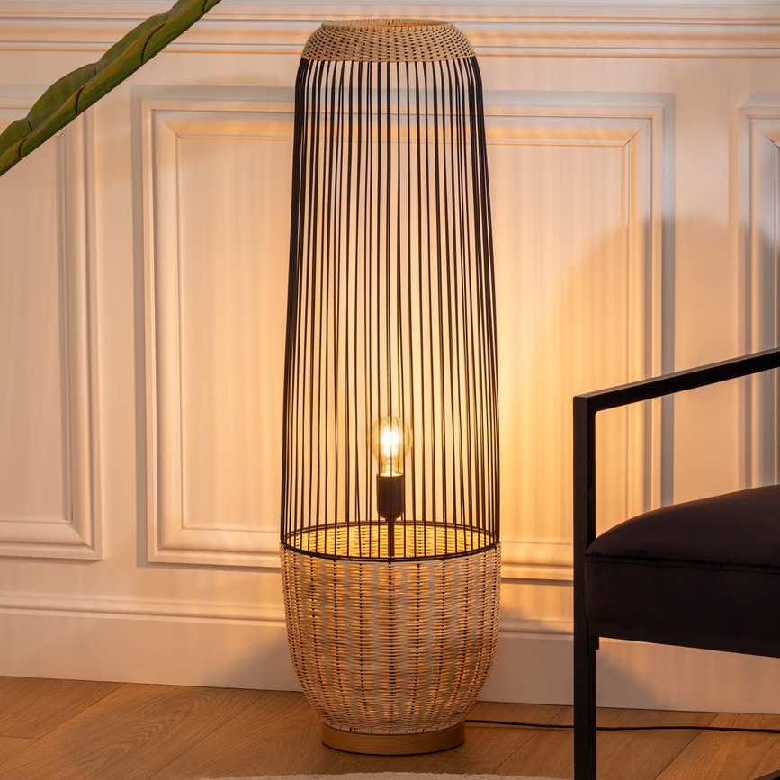 Atmosphera - Lámpara de pie ANEA 1xE27/40W/230V ratán/haya